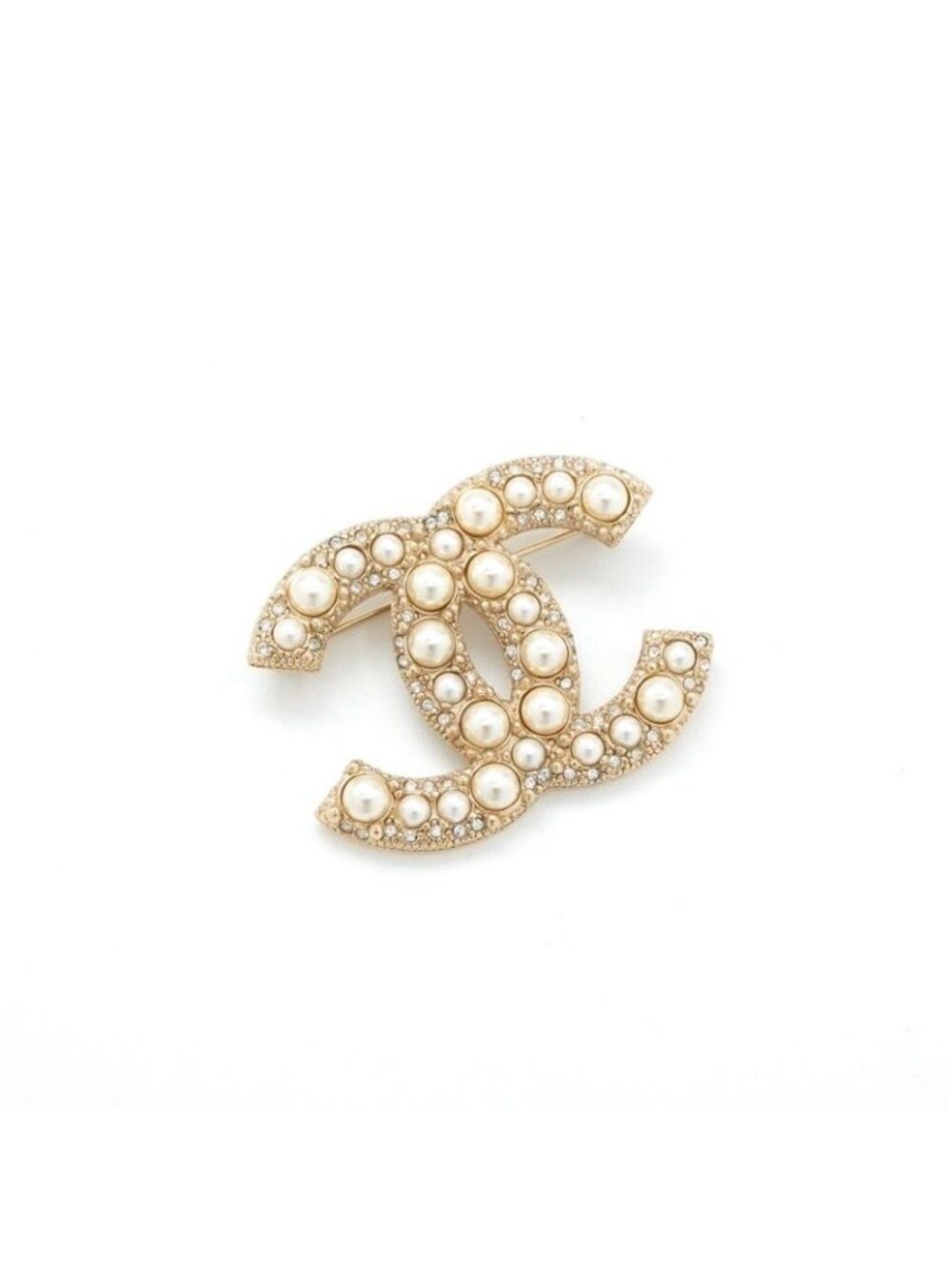 Chanel Brooch Corsage Gold CC Logo Rhinestone